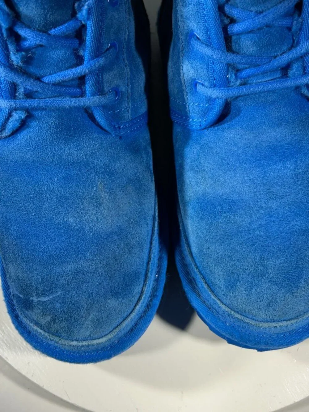 UGG Neumel Boys Big Kids Suede Ankle Chukka Boots Size 4 Royal Blue Lined Shoes